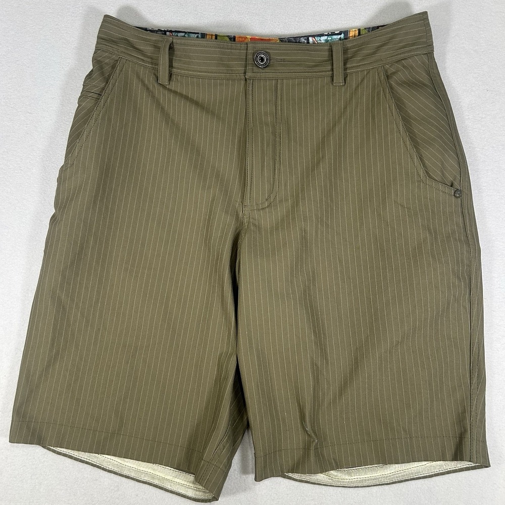 Lululemon Commission Shorts Khaki‎ Striped Mens Size 32 Chino Golf Performance